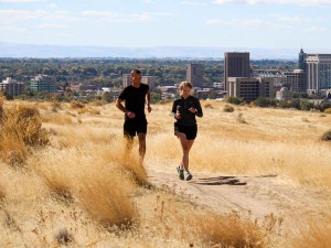 Running in the Boise foothills.